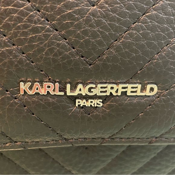 Karl Lagerfeld Paris Agyness Medium Shoulder Bag Black with silver hardware - Picture 5 of 7